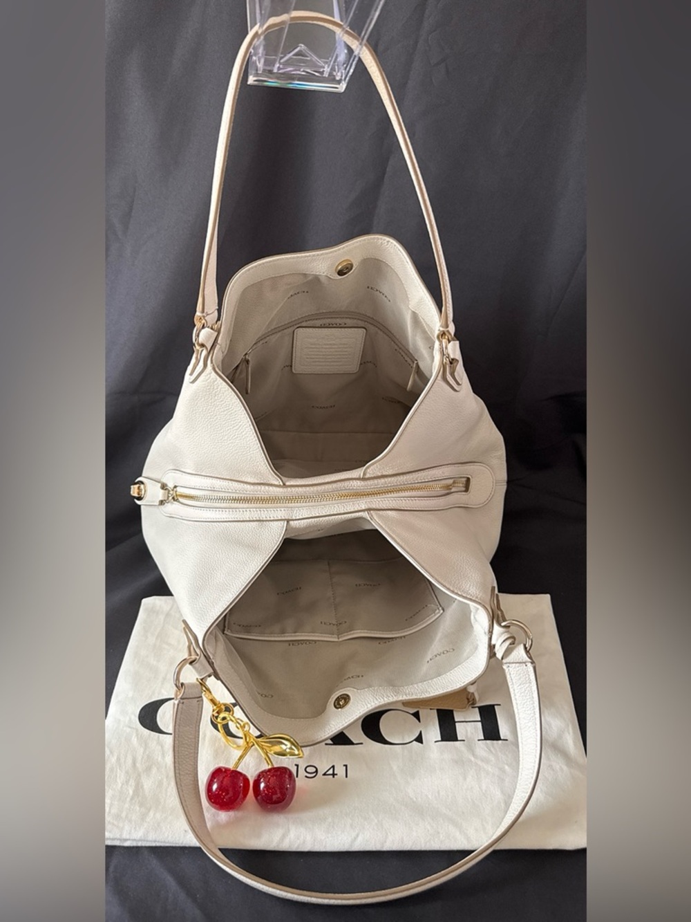 Coach Edie Mini Stud Shoulder Bag with Cherry Charm & Dust Bag - Picture 8 of 16